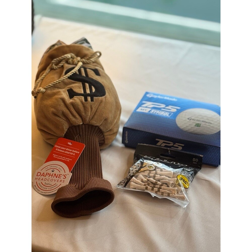 NWT-Golf Sport Accessories, Money Theme, TaylorMade Balls, Tee’s & Club Cover